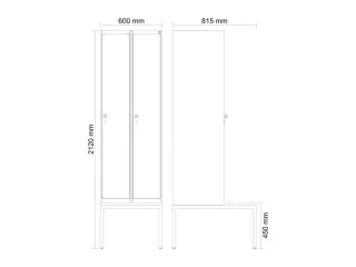 locker met bank,HxBxD 2120x600x815mm,2vak,vak B 300mm,cilinderslot - 3