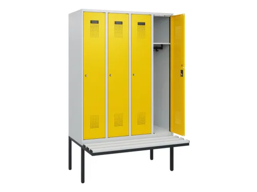 locker met bank,HxBxD 1950x1200x815mm,4vak,vak B 300mm,cilinderslot