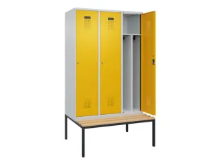locker met bank,voor scheiding van kleding,HxBxD 2120x1200x815mm,3vak - 1
