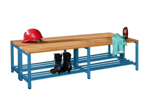 dubbele zitbank,LxD 1500x740mm,houten lijst beuken,onderstel RAL5012
