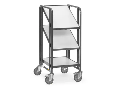 Esd-eurobakkenwagen 9381 250kg 600x400mm 3 Etages Hout Ral7015