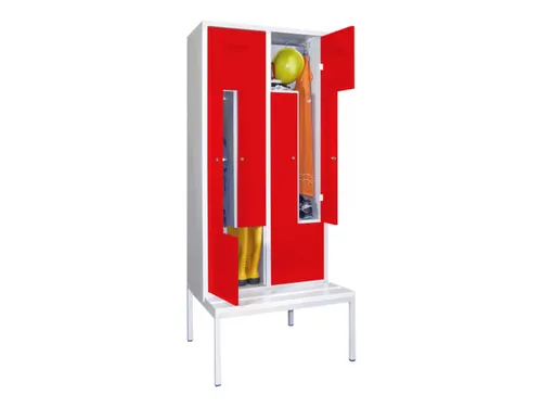 Z-garderobekast,HxBxD 2100x800x800mm,vak B 400mm,RAL7035,front RAL3000