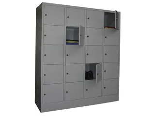lockerkast,HxBxD 1850x1600x500mm,4x5vakken,RAL7035,front RAL5010 - 1
