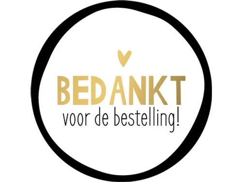 KP Sticker rond 40mm "Bedankt voor de bestelling" goud hart 250 stuks
