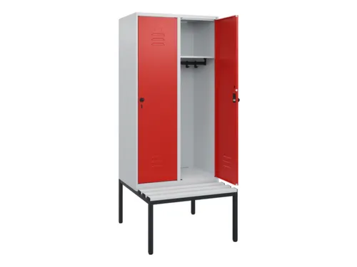 locker met bank,HxBxD 1950x800x815mm,2vak,vak B 400mm,draaigrendel