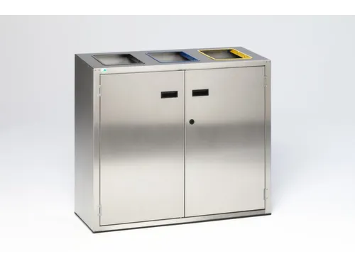 afvalverzamelstation 3x90 iter 900x1000x420mm RVS kleurmarkering