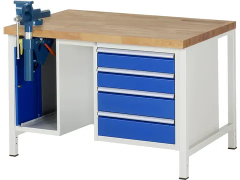 werkbank,HxBxD 840-1040x1250x900mm,beukblad,draagverm. 1250kg,4voeten