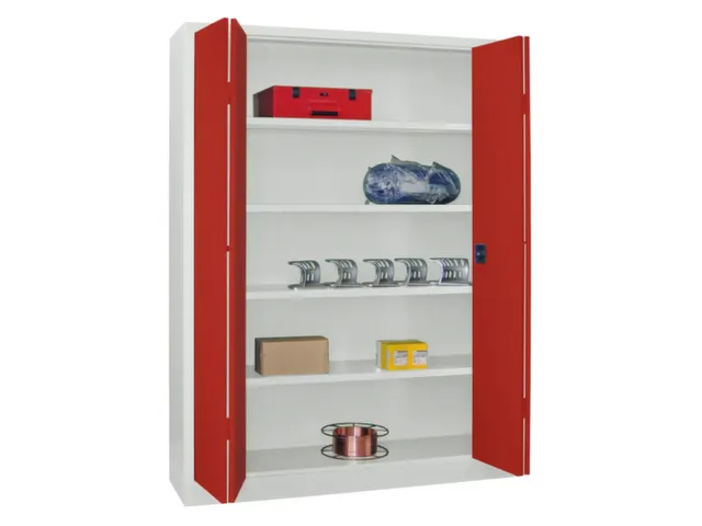 Vouwdeurkast 1950x1500x400mm 4legborden Verzinkt Ral7035 Front Ral3000