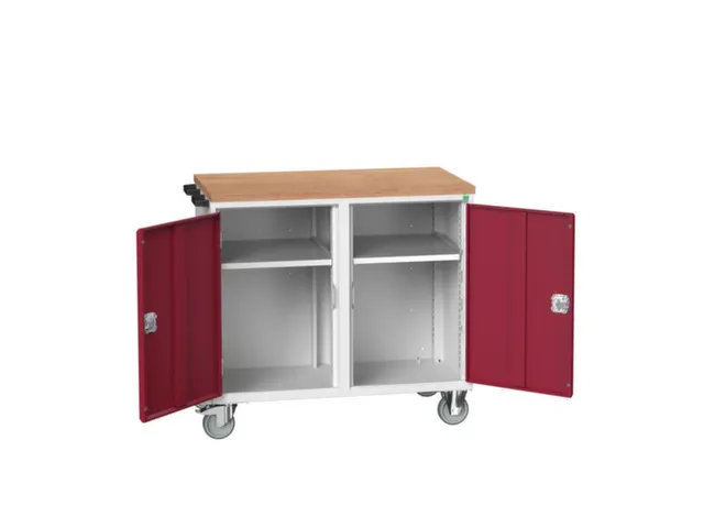 montagetafel 980x1050x600mm multiplexblad 2 kasten RAL7035 fr. RAL3004