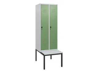locker met bank,HxBxD 1950x600x815mm,2vak,vak B 300mm,draaigrendel - 1