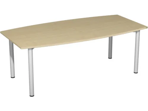 vergadertafel HxBxD 72x200x80cm vatvormig 4voeten Esdoorn Alu