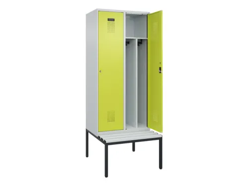 locker met bank,voor scheiding van kleding,HxBxD 2120x800x815mm,2vak