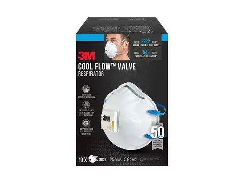 Stofmasker 3M voor schuren 8822 FFP2 met ventiel 10 stuks