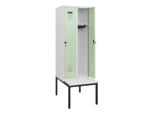 locker met bank,HxBxD 1950x600x815mm,2vak,vak B 300mm,draaigrendel