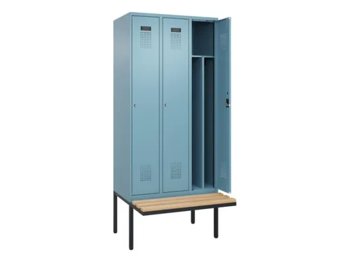locker met bank,voor scheiding van kleding,HxBxD 2120x900x815mm,3vak