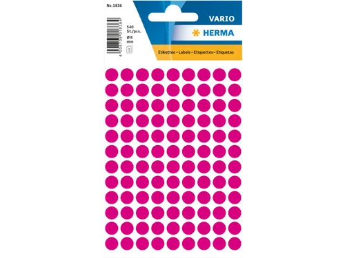HERMA 1836 Multipurpose etiketten Rond 8mm Roze 540 stuks