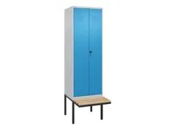 PBM-locker met bank,HxBxD 2120x600x815mm,2vak,vak B 300mm,draaigrendel