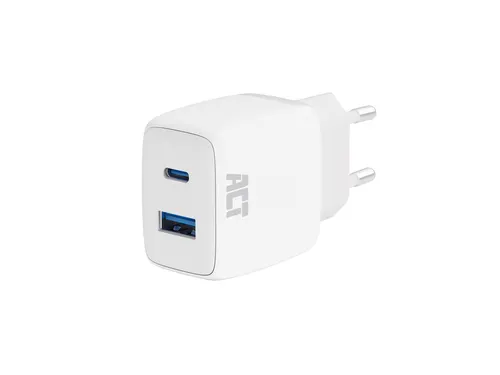 Oplader ACT 20w 2-poorts usb a+c wit