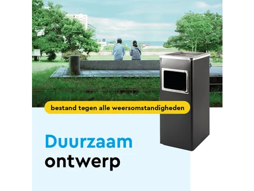BRASQ Asbak met Afvalbak AT600 Zwart 16 Liter