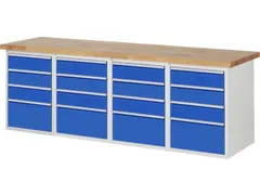 werkbank,HxBxD 890x2500x700mm,beukblad,draagverm. 750kg,4containers