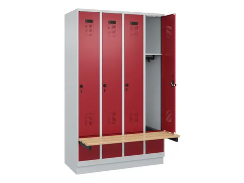 locker met bank,HxBxD 1950x1200x815mm,4vak,vak B 300mm,draaigrendel
