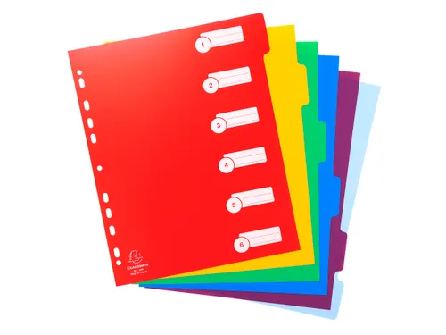 Tabbladen PP opaak A4+ 6 tabs ass