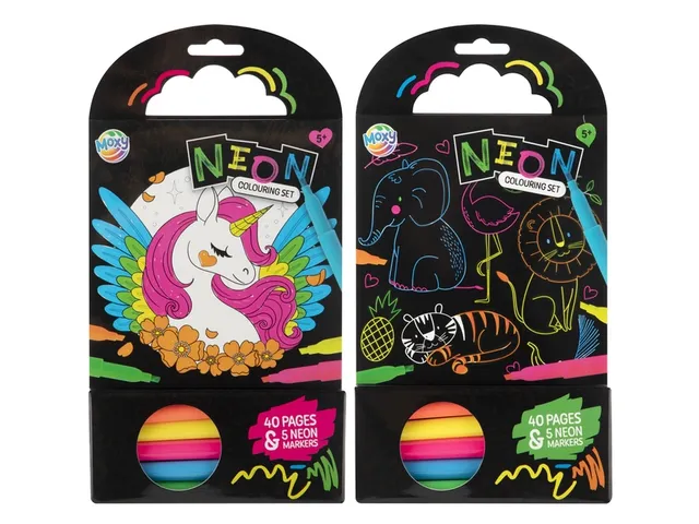 Colouring Book 15x15 cm 40 vel 5 neon markers