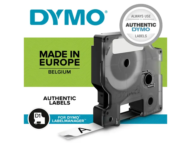 Labeltape Dymo 45803 LabelManager D1 polyester 19mm zwart op wit
