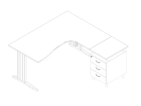 bureauset bureau staand ladeblok rechts 730x1600x1650mm C-voet wit