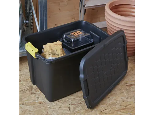Robuuste Opbergbox 60 Liter Zwart Met Handgrepen