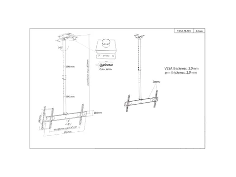 Plafondbeugel voor TV’s en monitoren, voor schermen 37 inch–75 inc