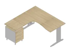 bureauset bureau staand ladeblok links 730x1600x1650mm C-voet eiken