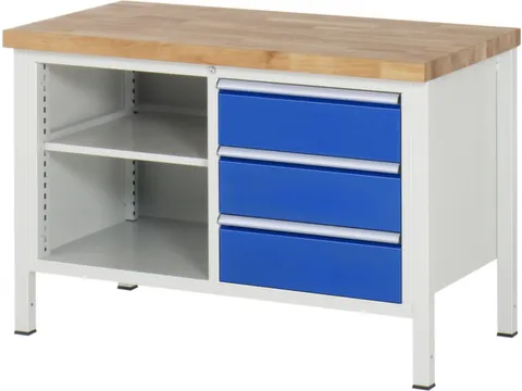 établi HxlxP 840-1040x1250x700mm plateau hêtre force 1250kg 4 pieds