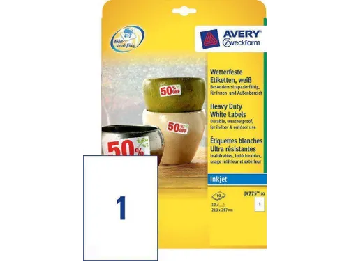 Avery weerbestendige etiketten 210 x 297 mm 10 stuks