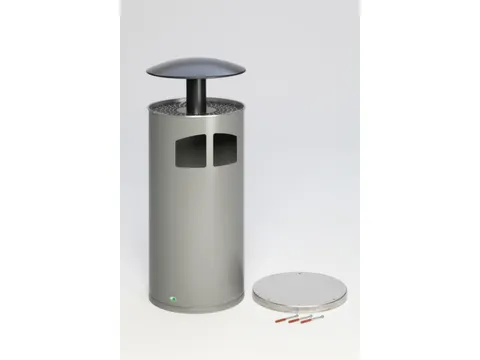 Combi-asbak H x Ø 1110x445mm 2inworpopeningen dak staal zilverkleurig