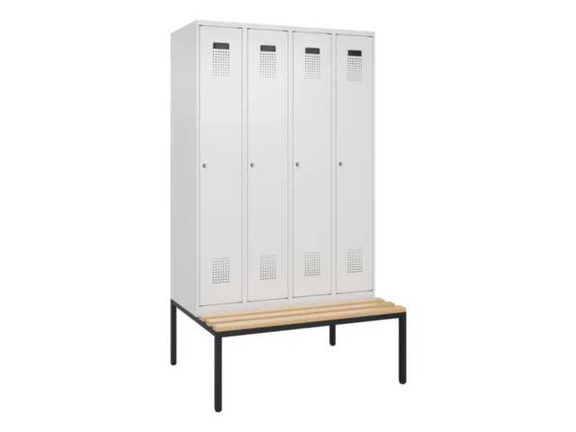 locker met bank,voor scheiding van kleding,HxBxD 2120x1200x815mm,4vak