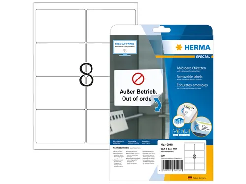 HERMA 10018 Verwijderbaar Adresetiket A4 99,1x67,7mm Wit 200 stuks
