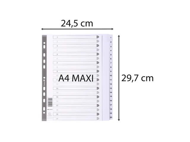 Tabbladen karton 160g A4+ 1-20 wit