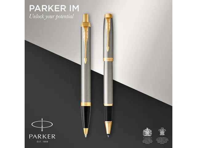 Balpen en Rollerpen Parker IM brushed metal GT medium 2 stuks