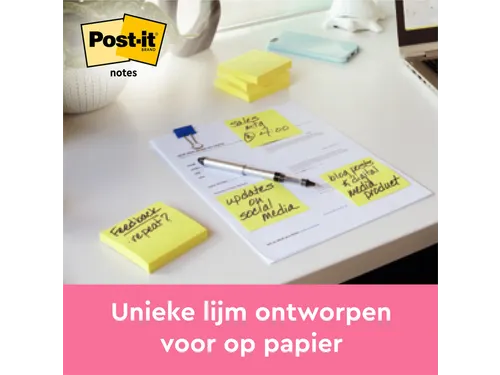Memoblok 3M Post-it 654 76x76mm geel 16 + 4 gratis