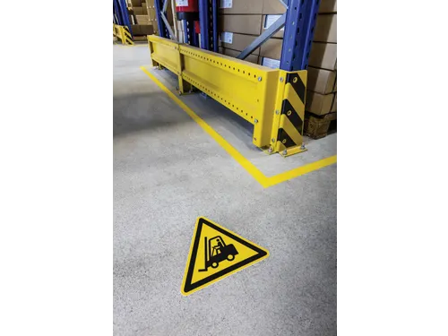 Vloermarkeringssticker Geel Let Op Vorkliften 430mm