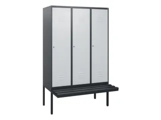 locker met bank,HxBxD 1950x1200x815mm,3vak,vak B 400mm,cil.-slot - 1