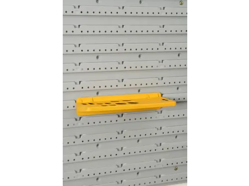 gereedschapshouder,v. perfoplaat,HxBxD 45x230x95mm,geel,PP