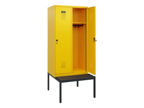 locker met bank,HxBxD 1950x800x815mm,2vak,vak B 400mm,draaigrendel