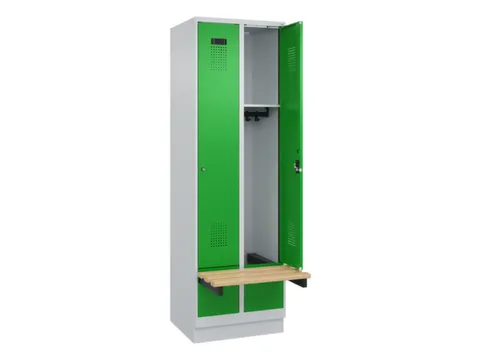 locker met bank,HxBxD 1950x600x815mm,2vak,vak B 300mm,cilinderslot