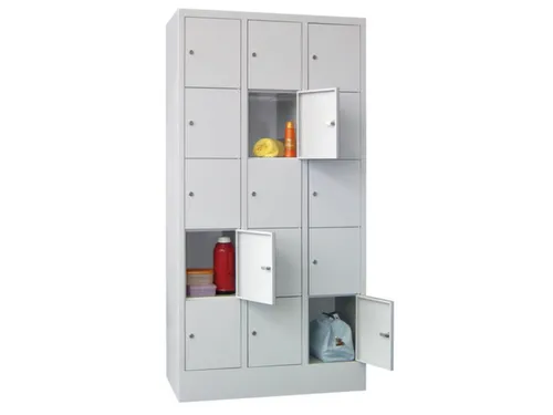 lockerkast,RAL 7035,HxBxD 1850x900x500mm,3x5vakken,vak B 300mm