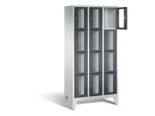 Lockerkast 1850x900x500mm 3x4 vakken Cilinderslot Poten, RAL7021 - 1