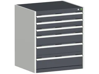 ladekast HxBxD 900x800x525mm 6laden romp RAL7035 front RAL7016 - 1