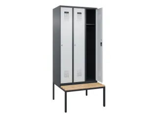 locker met bank,HxBxD 2120x900x815mm,3vak,vak B 300mm,cilinderslot - 1