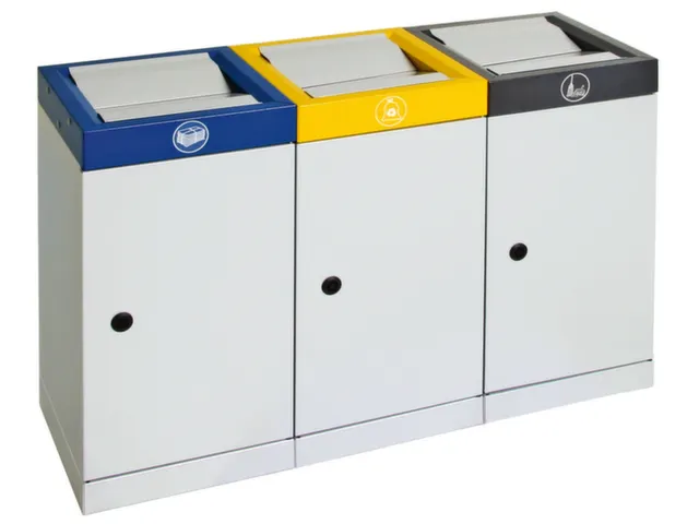station de tri sélectif,3x30l,HxlxP 600x910x300mm,coupe-feu